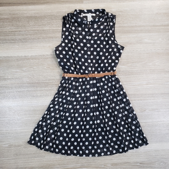 American Rag Polka Dot Collared Dress Black - Picture 12 of 12